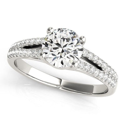 14k White Gold Split Shank Round Diamond Engagement Ring