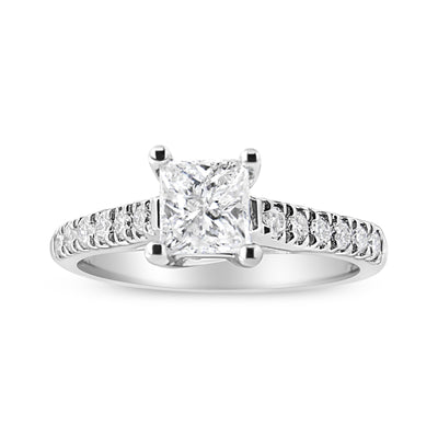 Bague de fiançailles en diamant princesse en or blanc 14K - 1 1/5 Cttw