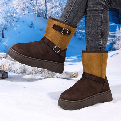 Botas de Nieve de Piel con Forro de Piel para Mujeres - Comodidad Estilosa