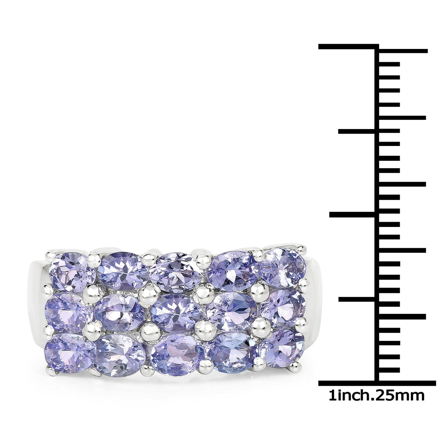 2.55 Carat Genuine Tanzanite Sterling Silver Engagement Ring