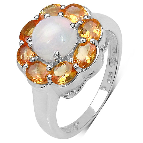 Anillo de Ópalo Etíope y Espesartita de 2.65 Quilates en Plata Esterlina