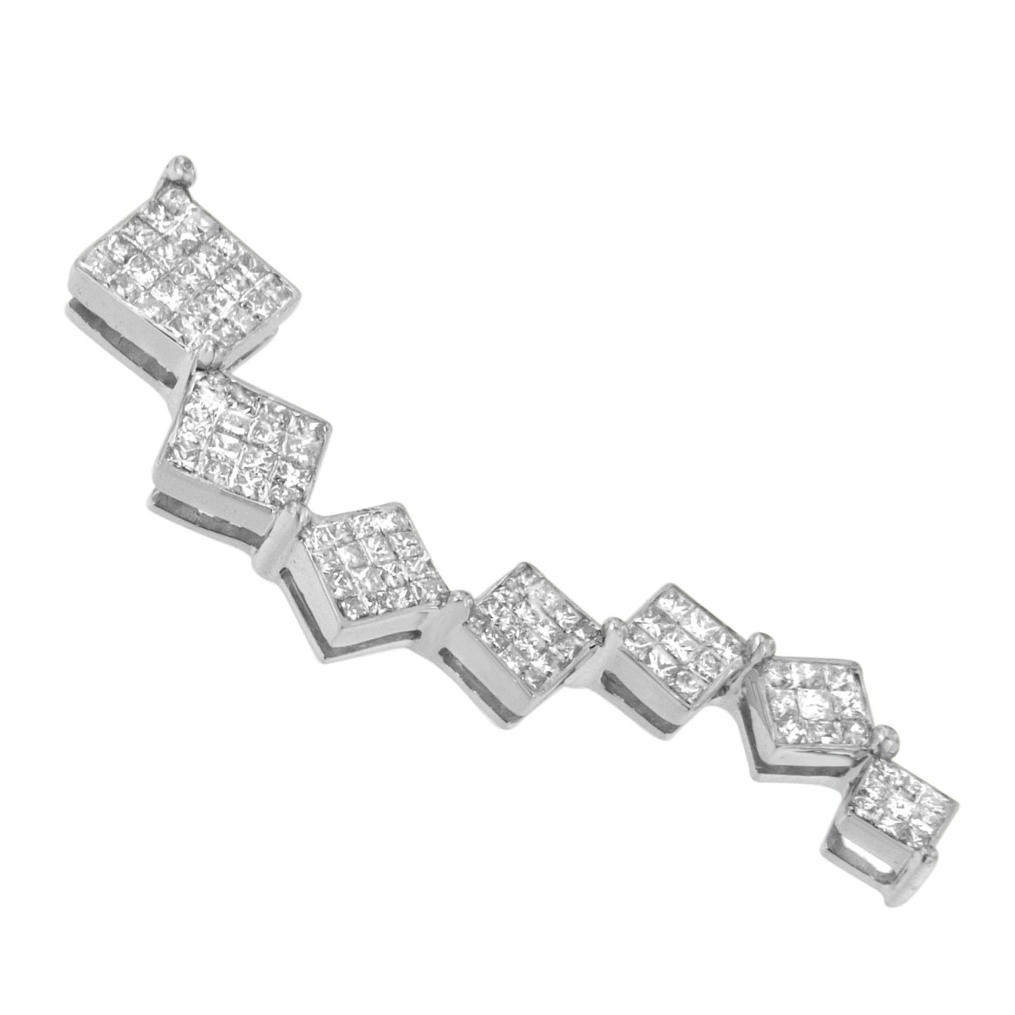 Collier Pendentif Courbé en Diamant Serpent en Or Blanc 10K