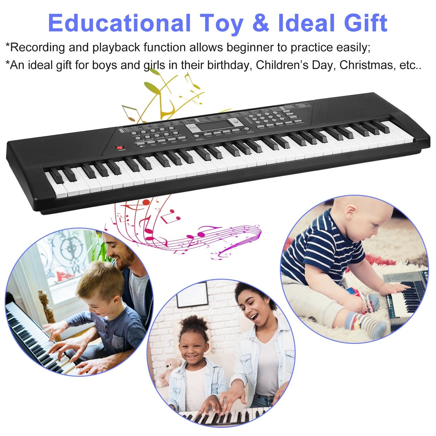 GBruno 61-Key Digital Music Keyboard for Kids