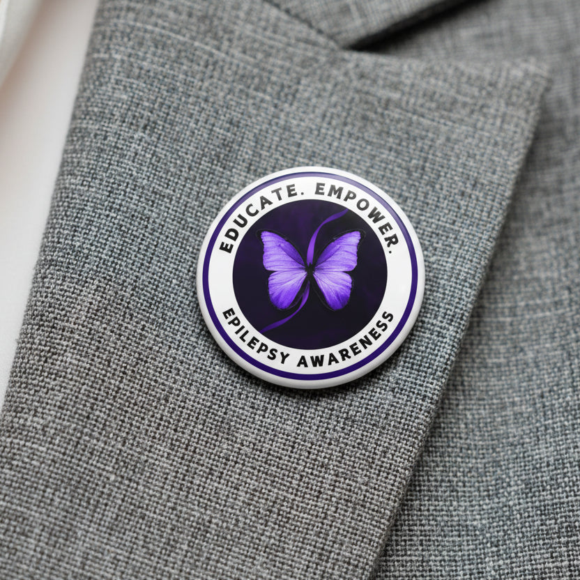 Éduquer. Autonomiser. Badge de sensibilisation à l'épilepsie