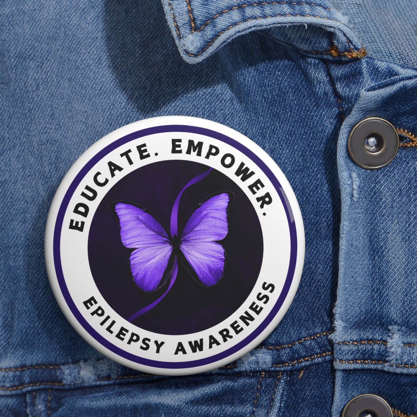 Éduquer. Autonomiser. Badge de sensibilisation à l'épilepsie