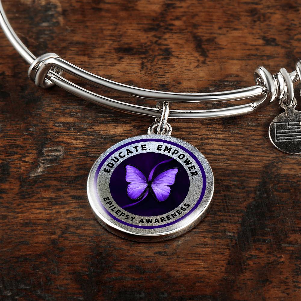Educate, Empower: Silver Epilepsy Awareness Bracelet