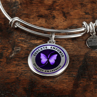Educate, Empower: Silver Epilepsy Awareness Bracelet