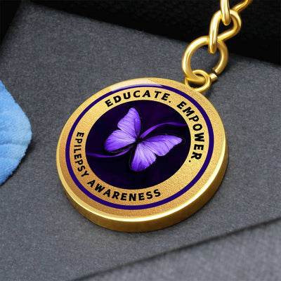 Epilepsy Awareness Keychain in Gold