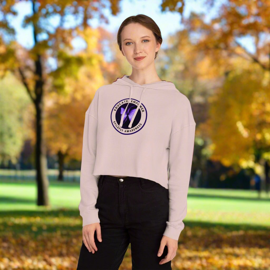 Educate, Empower Epilepsy Awareness Women's Cropped Hoodie