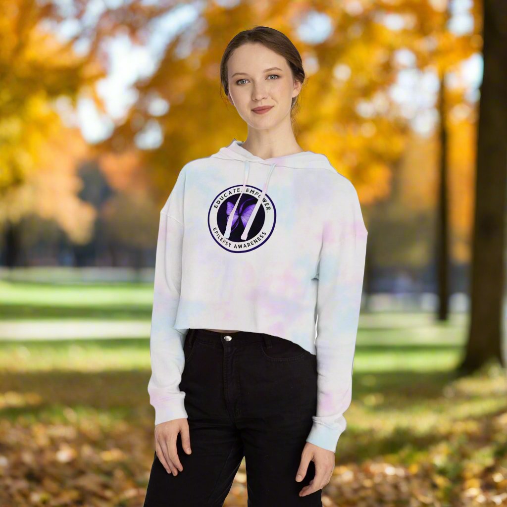 Educate, Empower Epilepsy Awareness Women's Cropped Hoodie