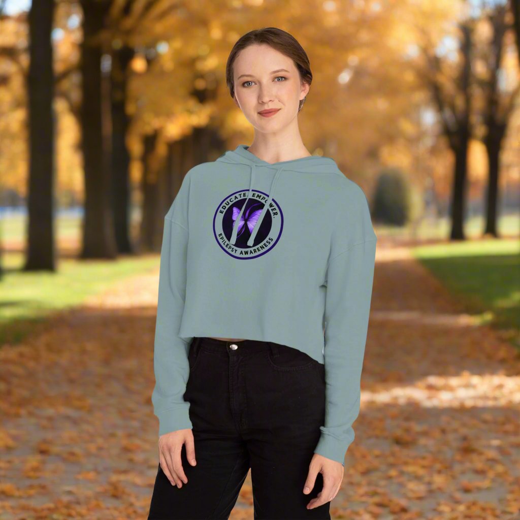 Educate, Empower Epilepsy Awareness Women's Cropped Hoodie