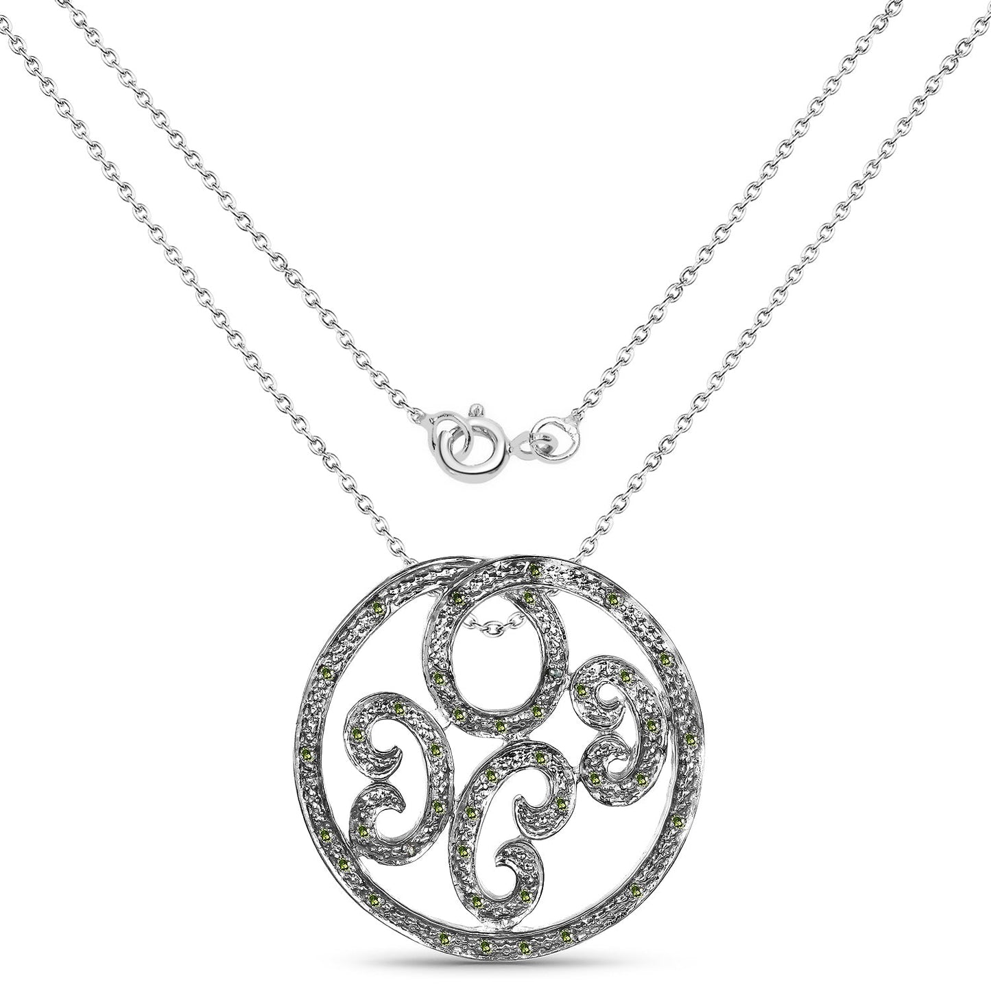 Pendentif en diamant vert véritable de 0,22 carat en argent sterling