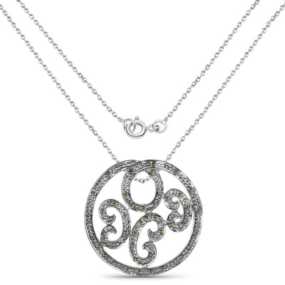0.22 Carat Genuine Green Diamond Pendant in Sterling Silver
