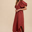 Robe Midi à Manches Bouffantes Smockée pour Femmes