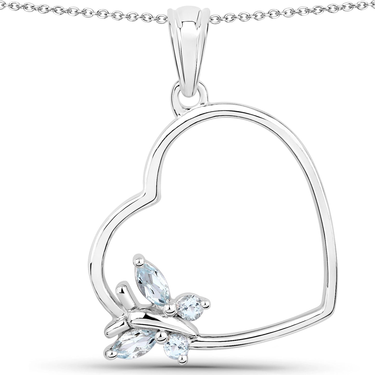 0.25 Carat Genuine Blue Topaz Sterling Silver Pendant
