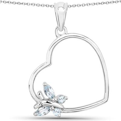 0.25 Carat Genuine Blue Topaz Sterling Silver Pendant