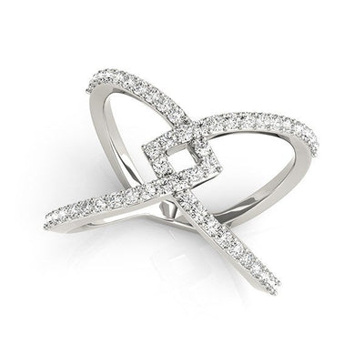 14k White Gold Entwined Design Diamond Engagement Ring