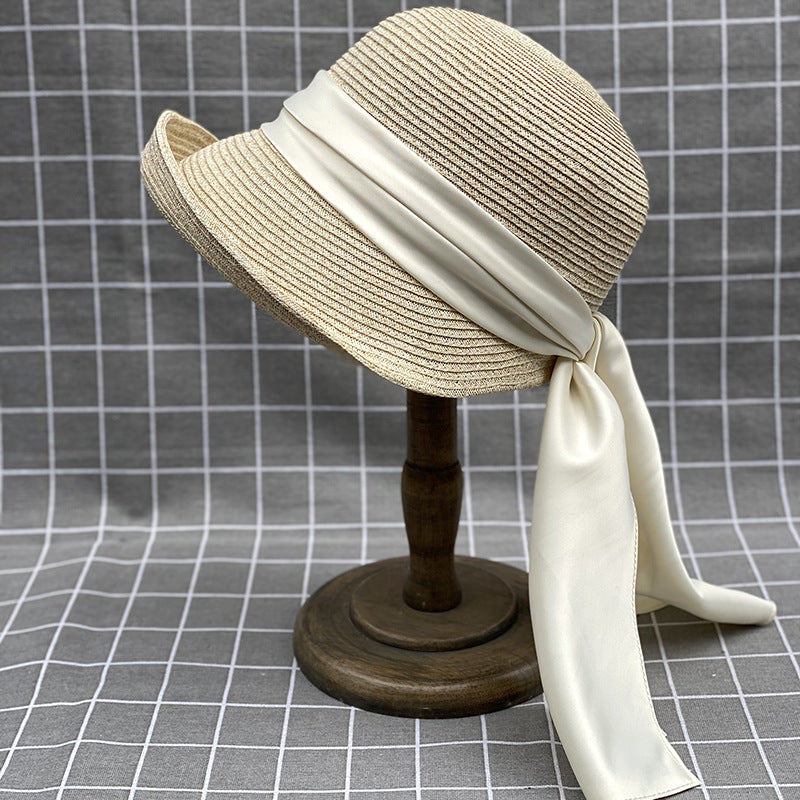 Chapeau seau en satin avec ruban de style japonais pour l'été