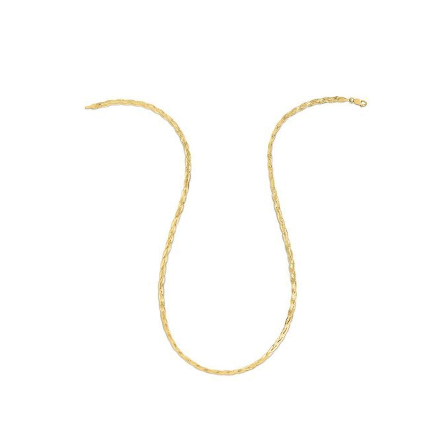 14k Yellow Gold Braided Herringbone Chain - 3.20 mm
