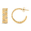 Pendientes J Hoop de enlace en forma de pera con pavé de diamantes chapados en oro amarillo de 14K