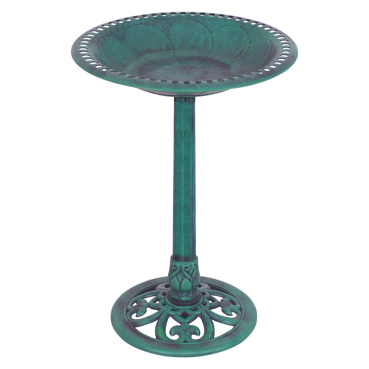 Elegant Green Pedestal Bird Bath Feeder for Gardens