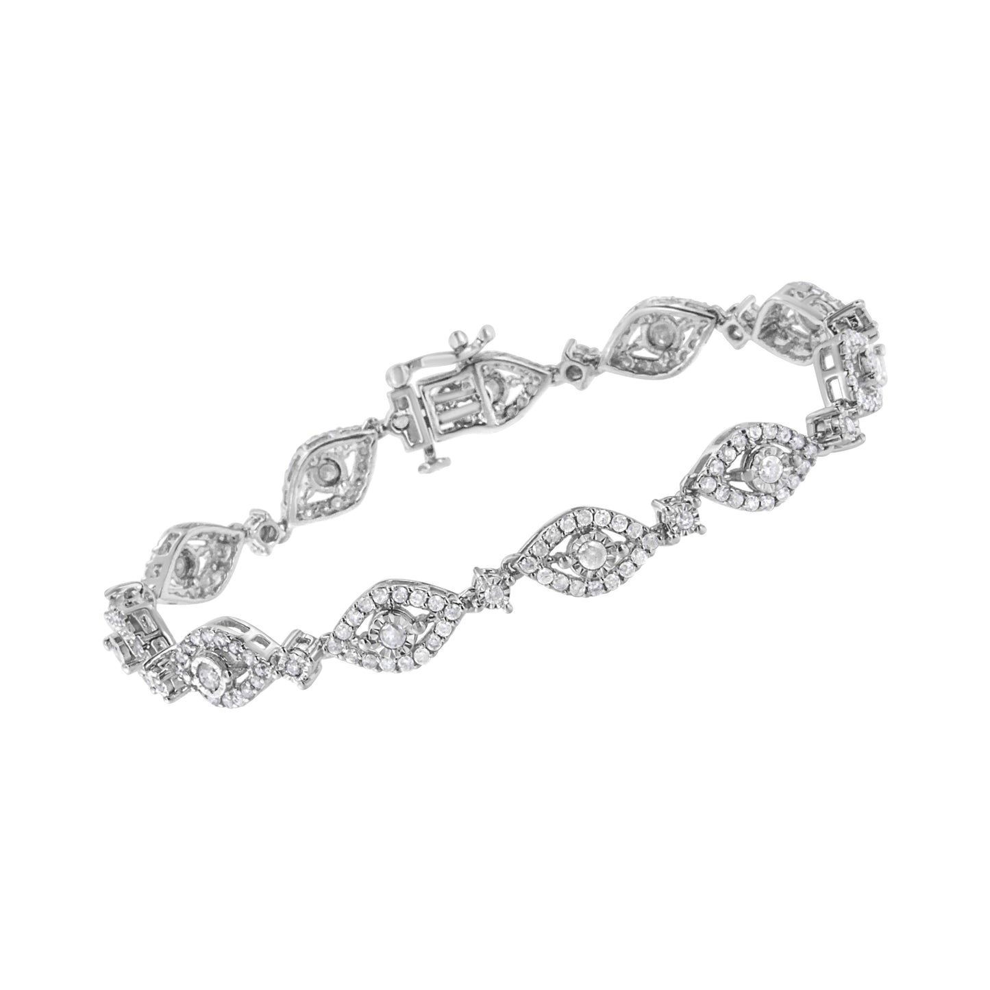 Bracelet en lien en argent sterling 925 en forme de poire avec diamants - 7,5"