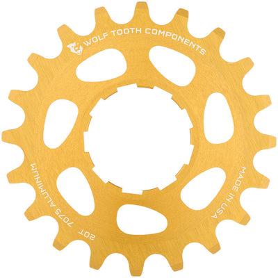 Engranaje de Aluminio de Velocidad Simple Wolf Tooth - 20t Oro para Cadenas de 3/32"