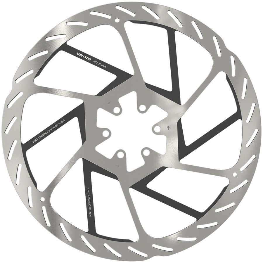 Rotor de frein à disque SRAM HS2 - 220 mm 6-Bolt Argent/Noir