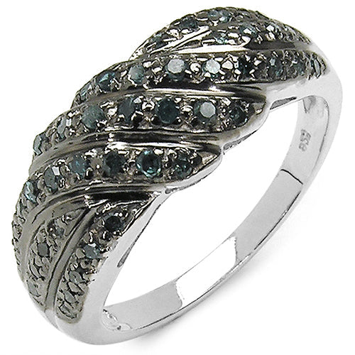 0.36 Carat Genuine Blue Diamond Sterling Silver Engagement Ring