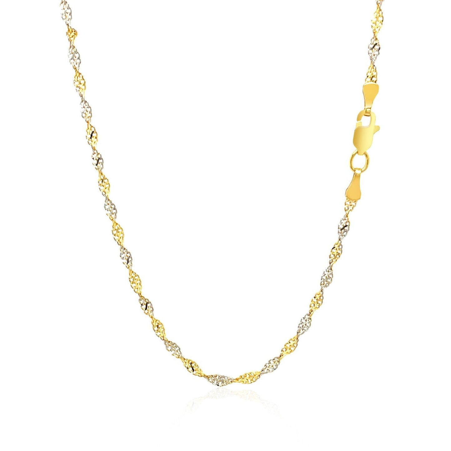 Chaîne Singapore en or bicolore 14k - Largeur de 2,0 mm