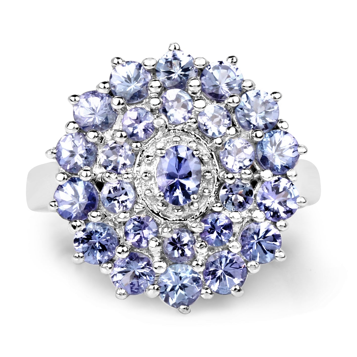 Bague de fiançailles en argent sterling avec tanzanite véritable de 2,27 carats