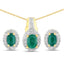 1.71 Carat Dyed Emerald and White Topaz Sterling Silver Jewelry Set