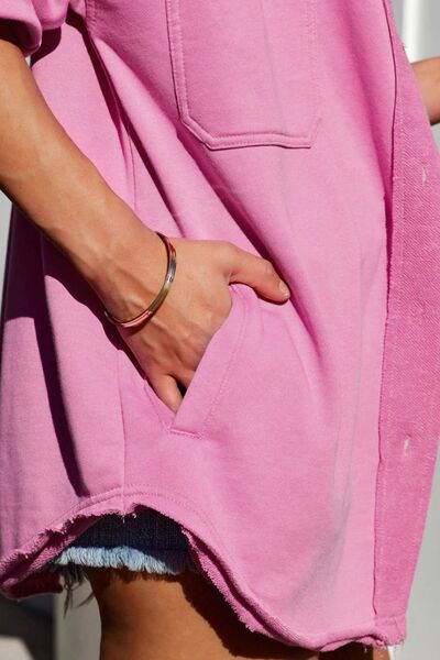 Women Exposed Seam Collared Neck Button Up Jacket
