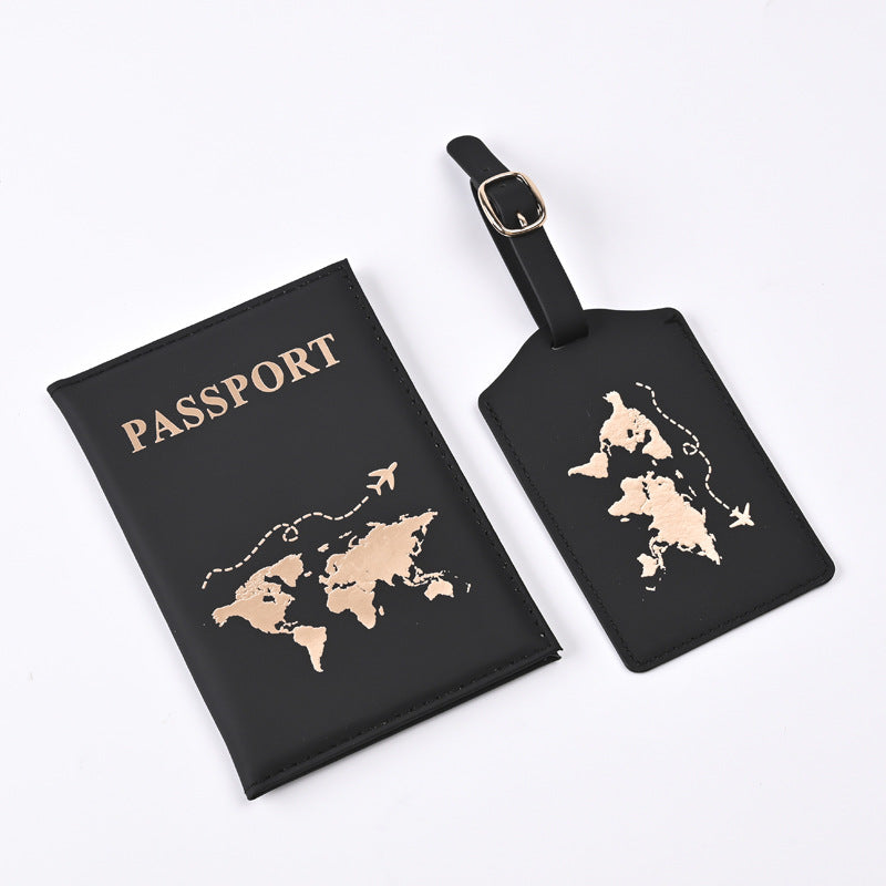Cubierta de Pasaporte Elegante de PU con Dorado de Mapa