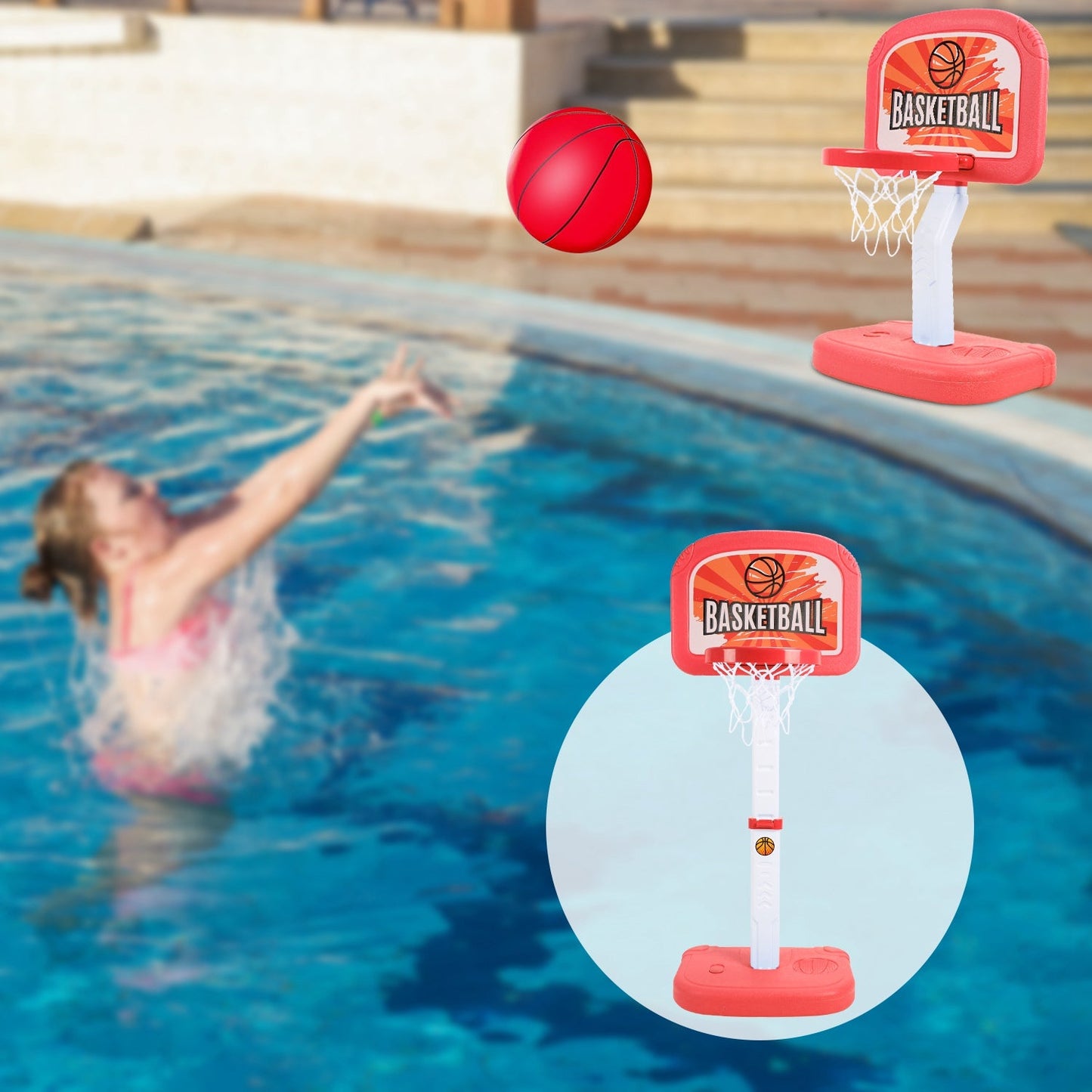Jeu de basketball 2 en 1 pour piscine pour enfants