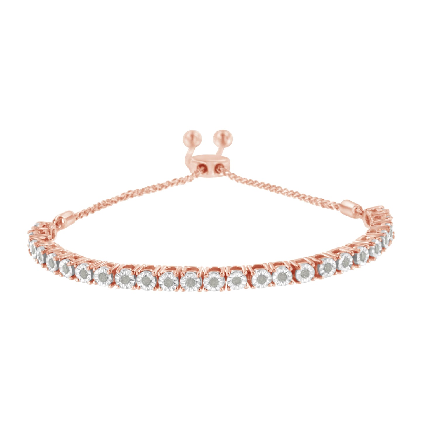 Pulsera de tenis ajustable de oro amarillo de 10K sobre plata esterlina