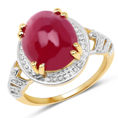 14K Yellow Gold Plated 4.46 Carat Ruby Sterling Silver Ring