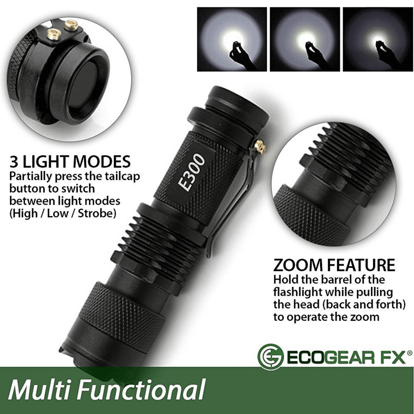 EcoGear FX E300 Lampe de Poche Tactique EDC