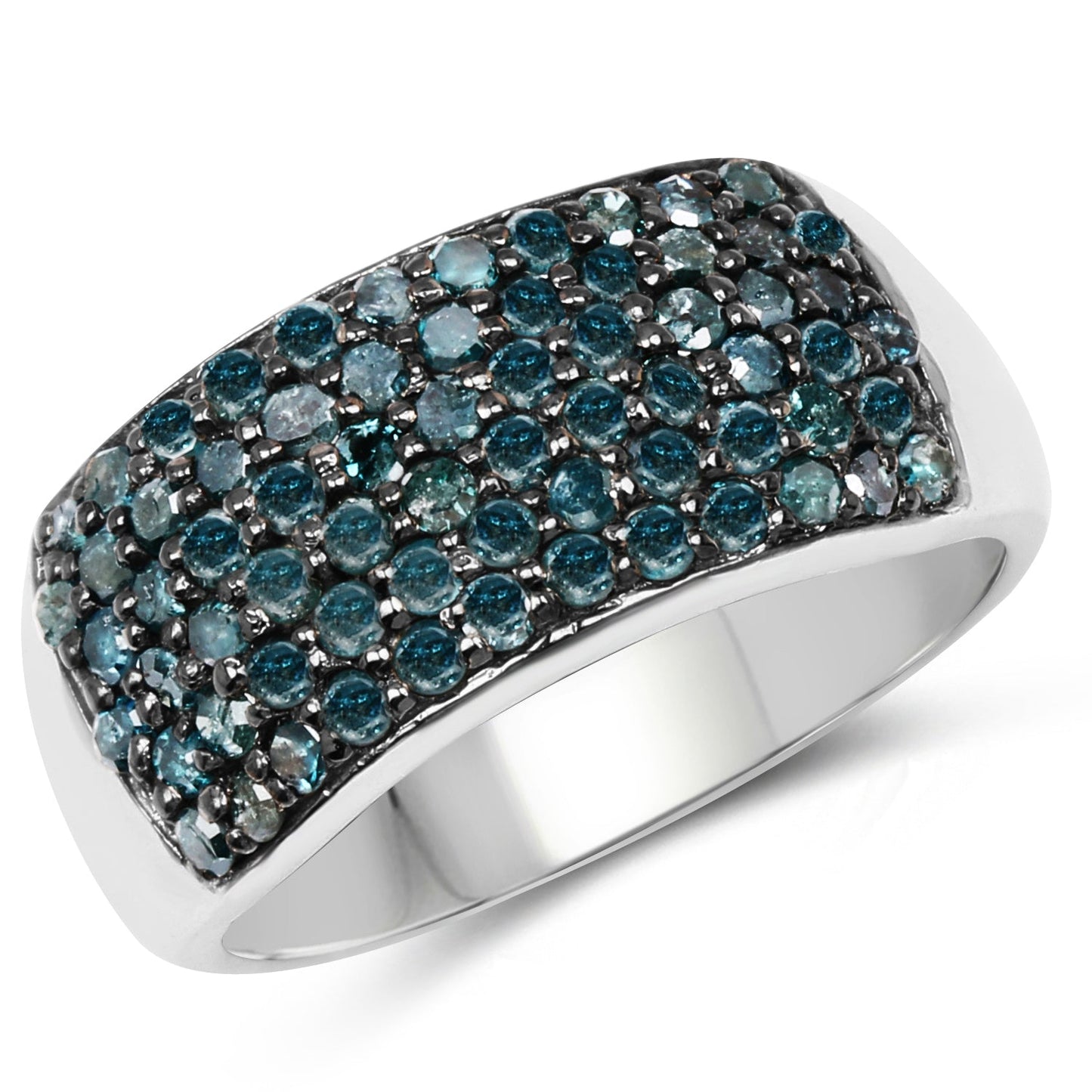 1.17 Carat Genuine Blue Diamond Sterling Silver Engagement Ring