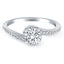 Anillo de Compromiso con Halo de Diamantes en Oro Blanco de 14k con Diseño Bypass