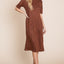 Chic Round Neck Side Slit Midi Dress for Women