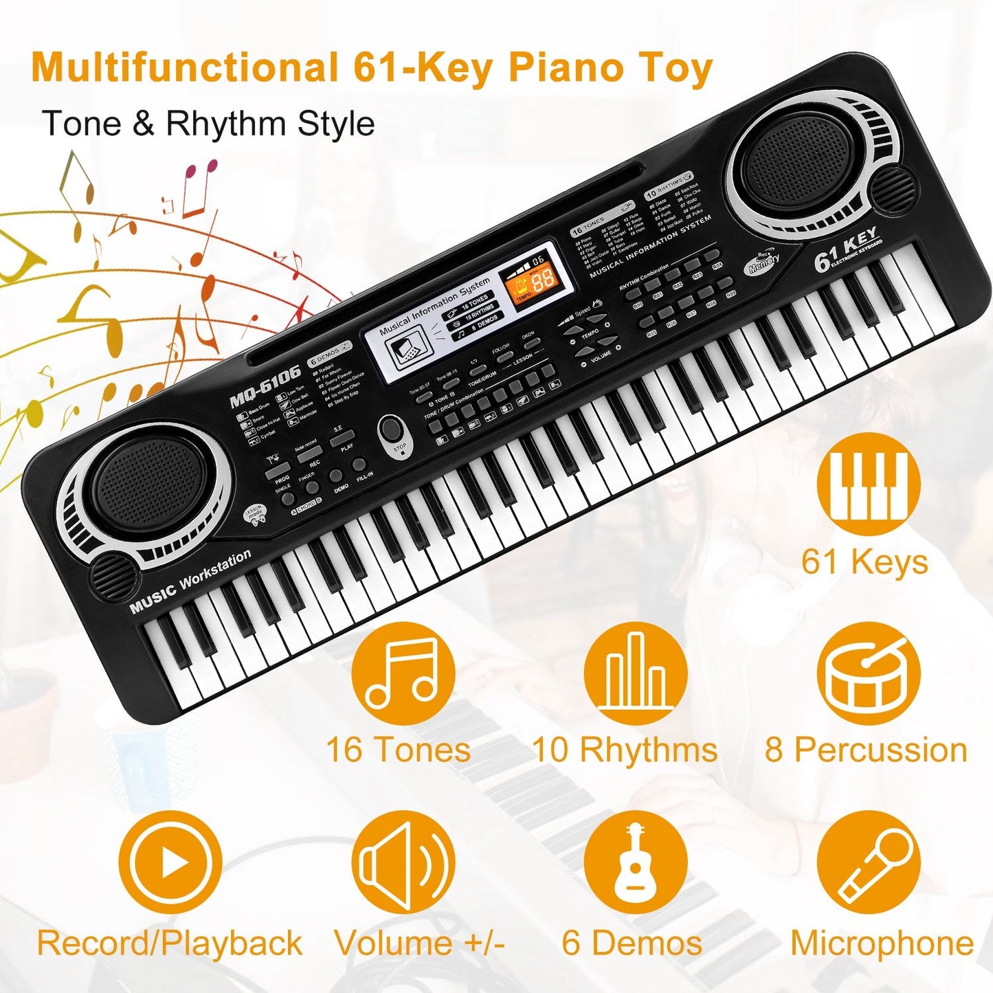 Teclado Electrónico GBruno de 61 Teclas para Niños