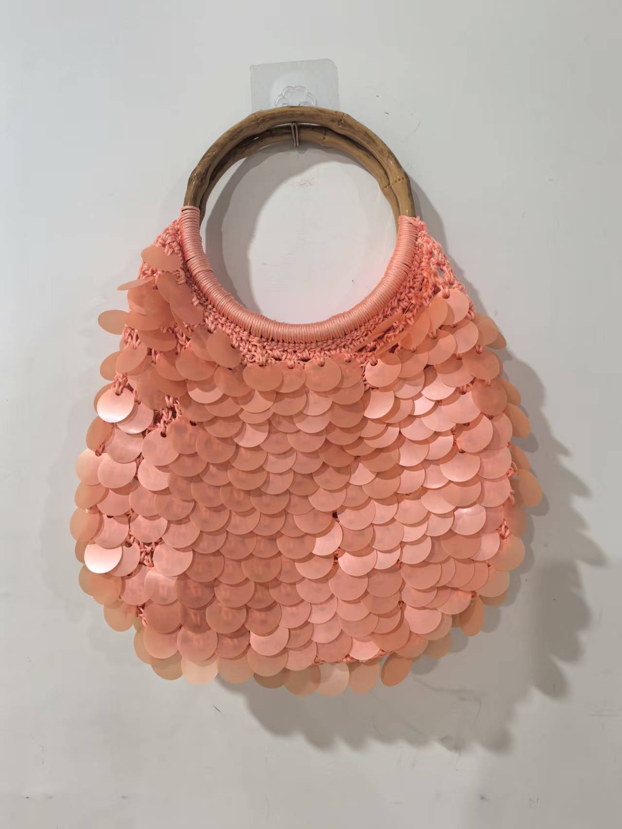 High-End Handmade Natural Sequin Shoulder Bag for Women