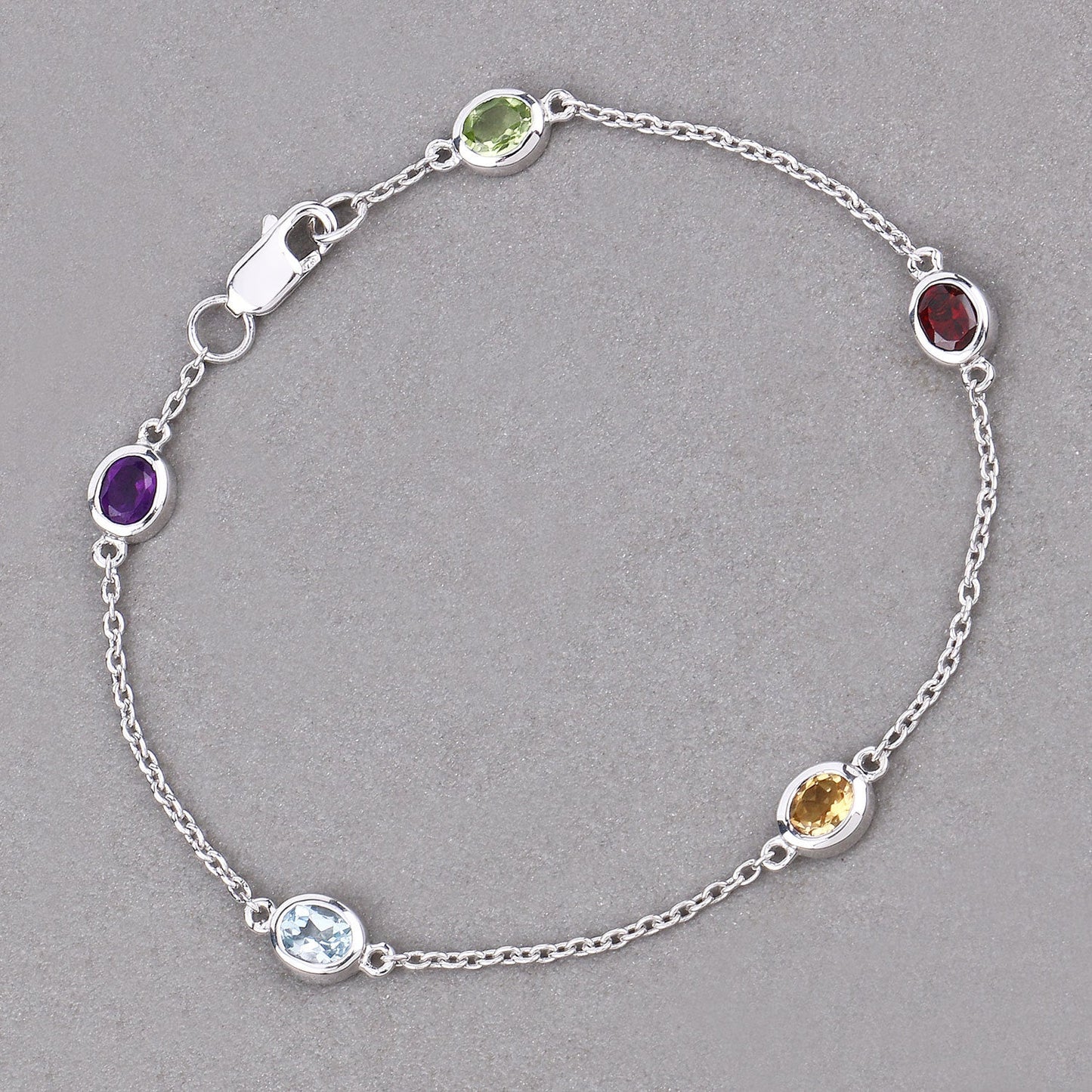 Bracelet en argent sterling .925 de 1,83 carat avec pierres multi-stones