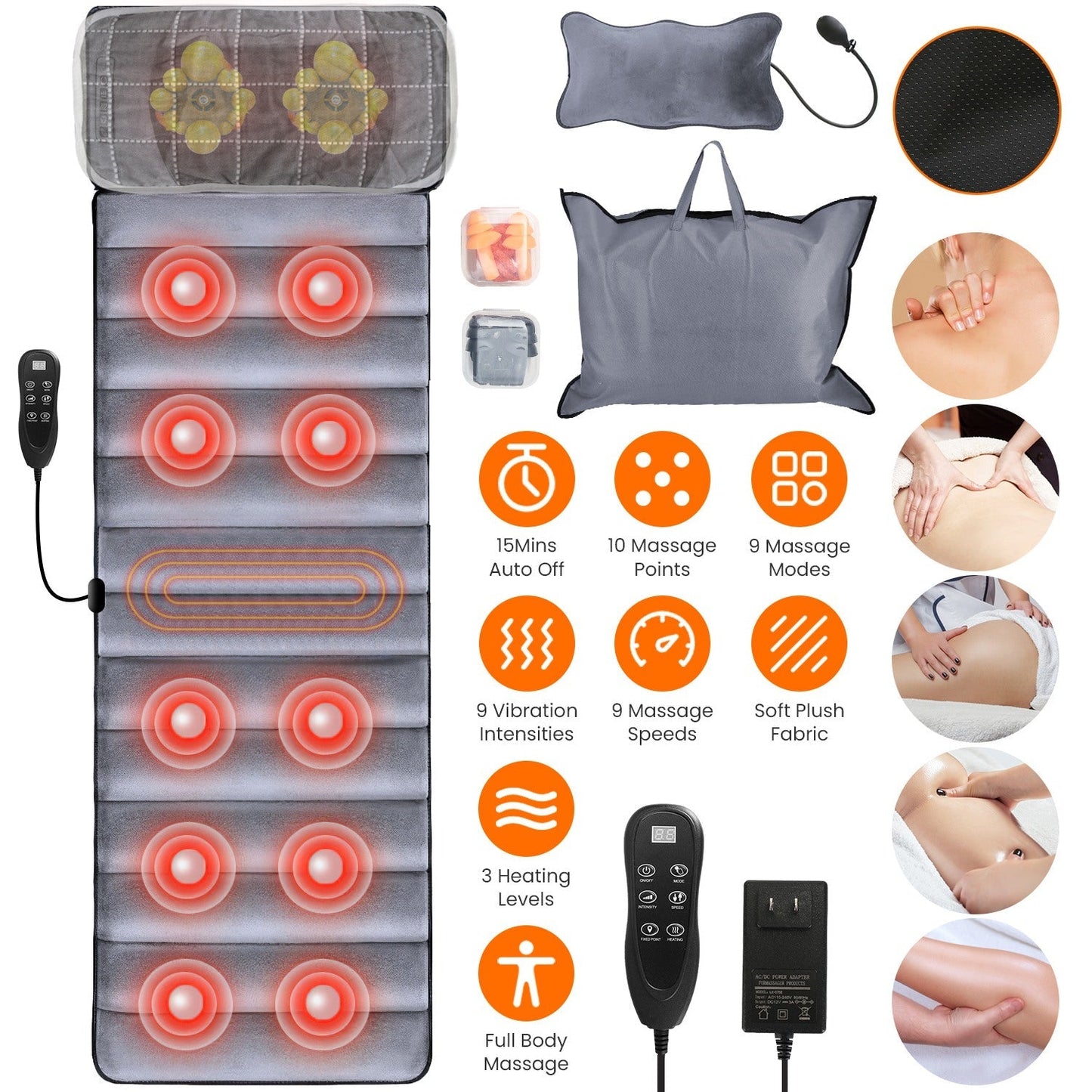 Tapis de massage électrique complet avec chaleur et vibration