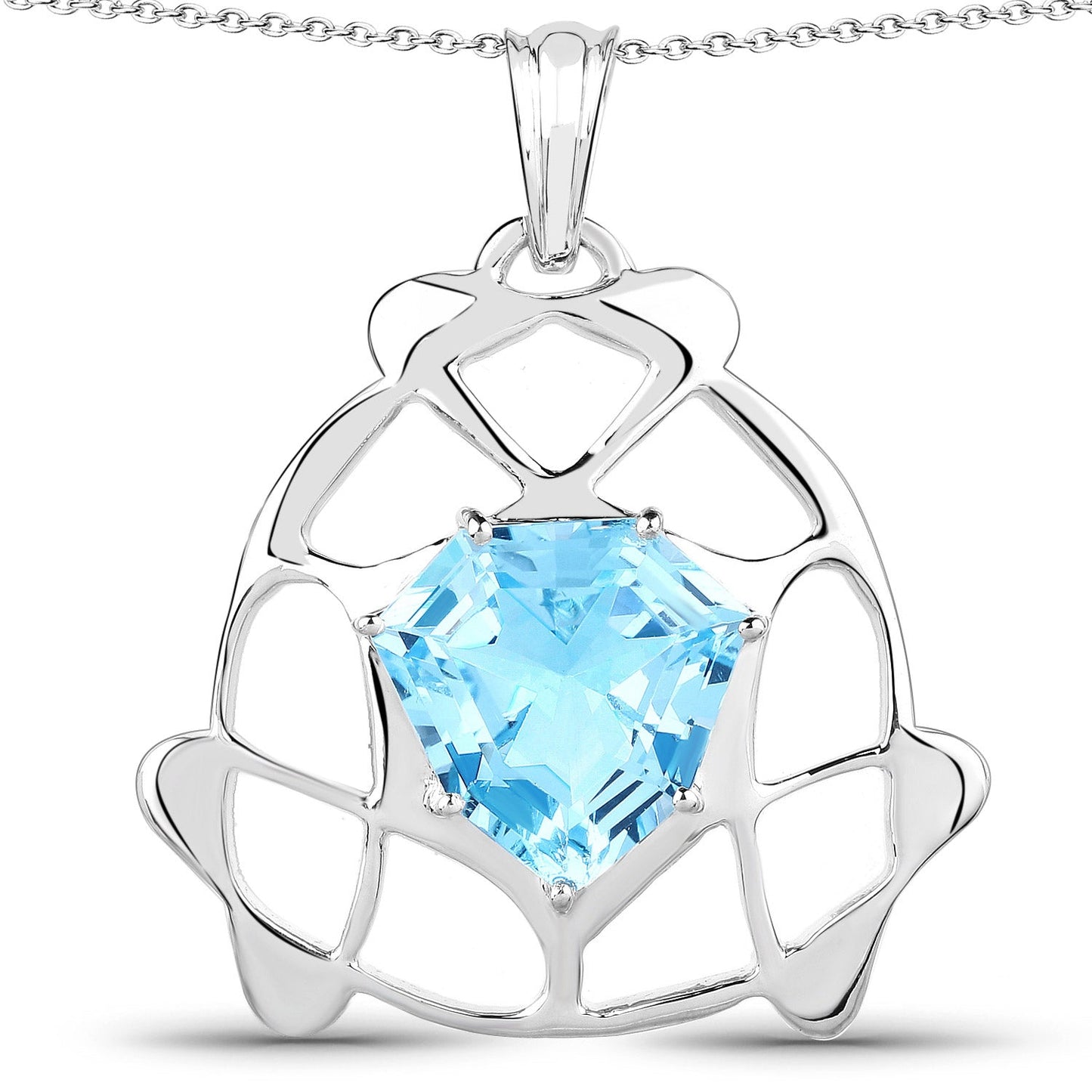 11.50 Carat Swiss Blue Topaz Pendant in Sterling Silver