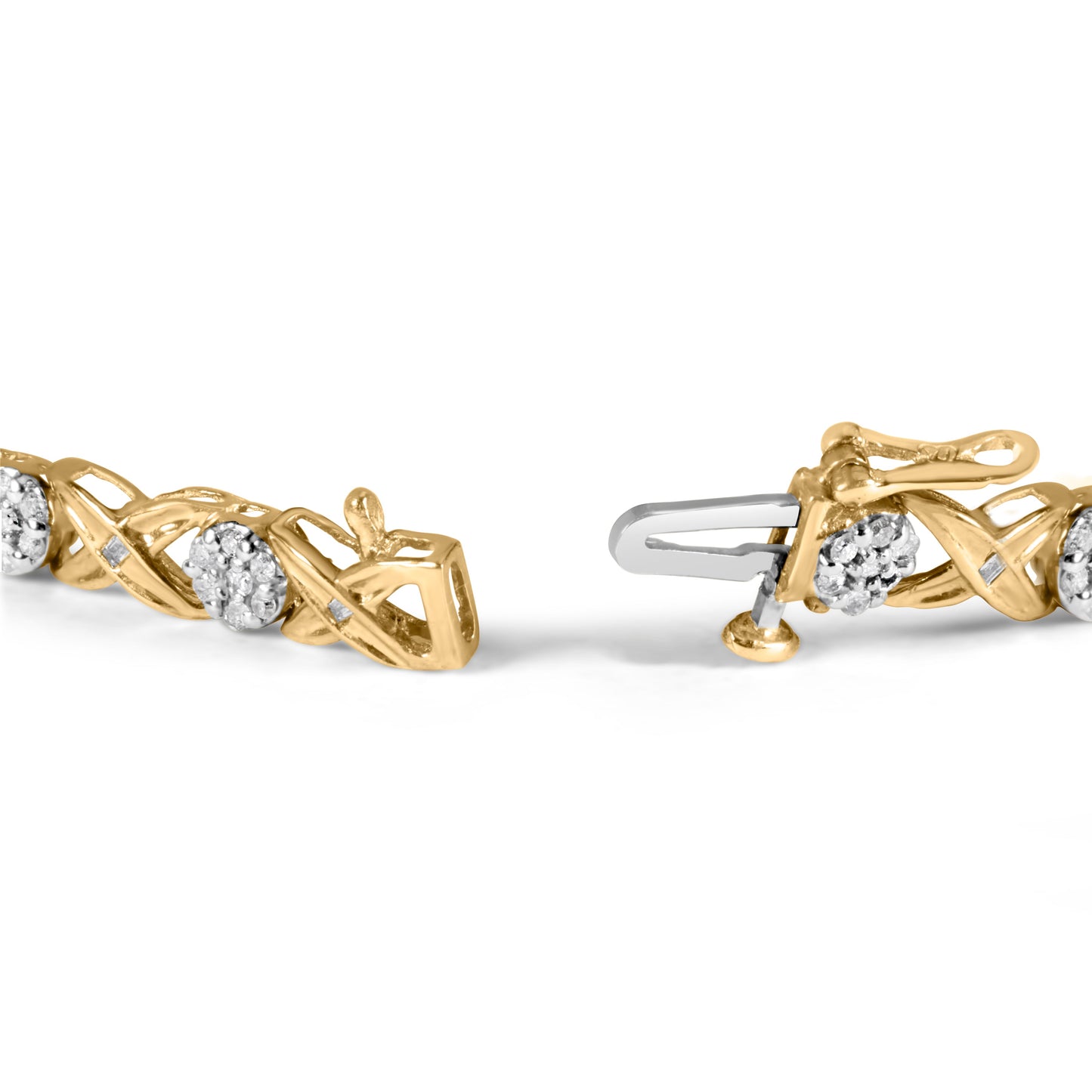 Bracelet en or blanc 10K avec diamants en cluster floral X-Link
