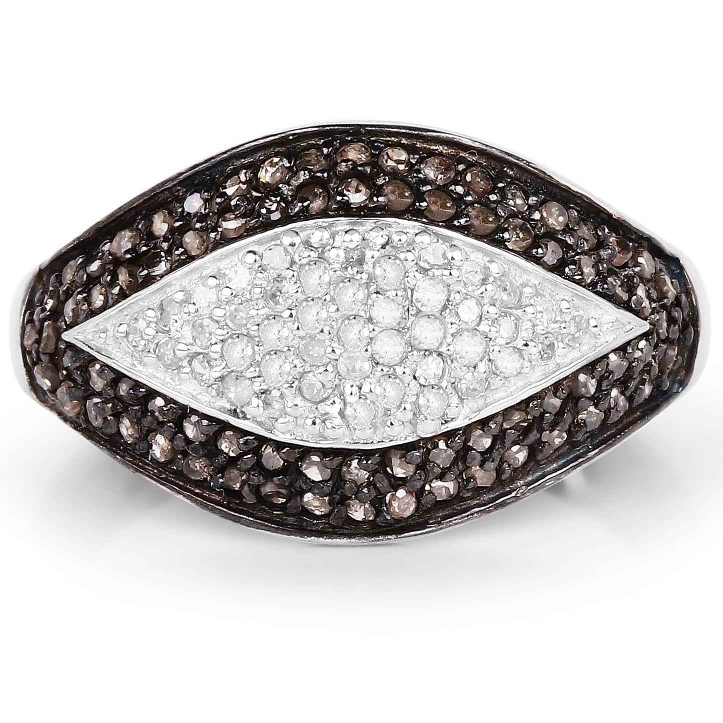 0.50 Carat Genuine Champagne and White Diamond Ring in Sterling Silver