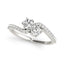 Curved Band Two Stone Diamond Ring in 14k White Gold