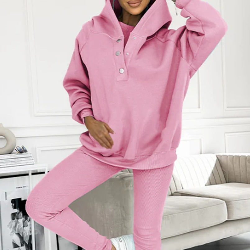 Ensemble de sport pour femmes en 3 pièces avec sweat à capuche et pantalons